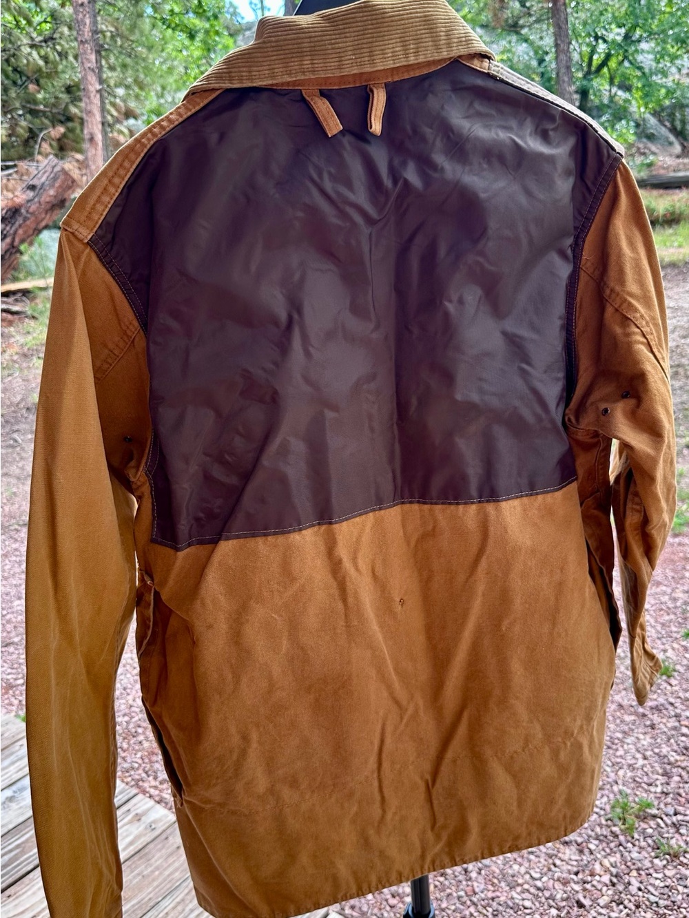 Canvas Field Jacket in Tan with Dark Brown Shoulder Patch - Picture 2 of 5